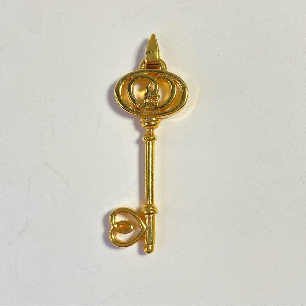Vintage NVC Gold Tone Key Pendant with Rhinestone - Picture 2 of 7